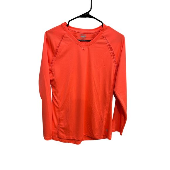 Hind Tops - Hind Orange Long Sleeve Activewear Top Size Large Lightweight Gym Athleisure